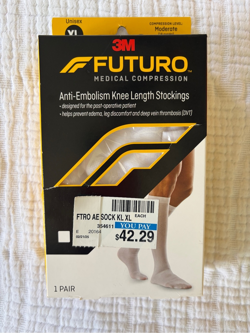 Futuro White Anti-Embolism Knee Length Compression Socks